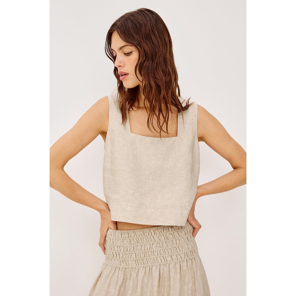 Rails Akira Top Heathered Flax Linen Size Medium Coastal Boho